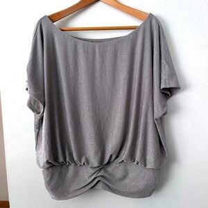 NWT Express Silver sparkly drapey blouse Size XL